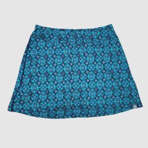 Title Nine Womens Athletic Tribal Blue Stretch Skort Size M Workout Gym Active